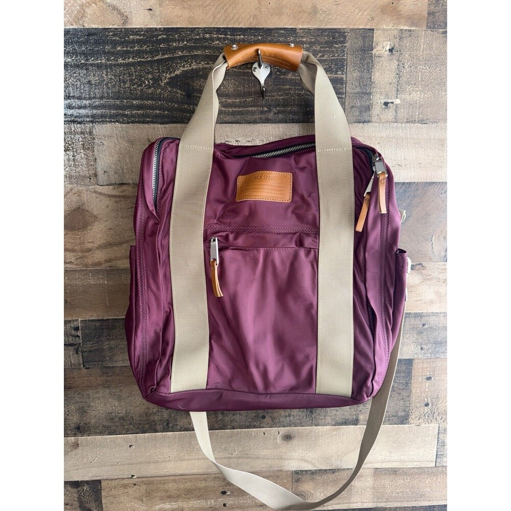 Jack Spade Mens Pilot Nylon Lift Pack Maroon Leather Weekend